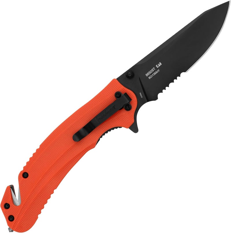 Kershaw Barricade Pocket Knife, Orange, 3.5 Inch Stainless Steel Drop Point Blade, Multifunction Rescue EDC with Assisted Opening, Everyday Carry Pocket Knife for Men and Women - Image 3